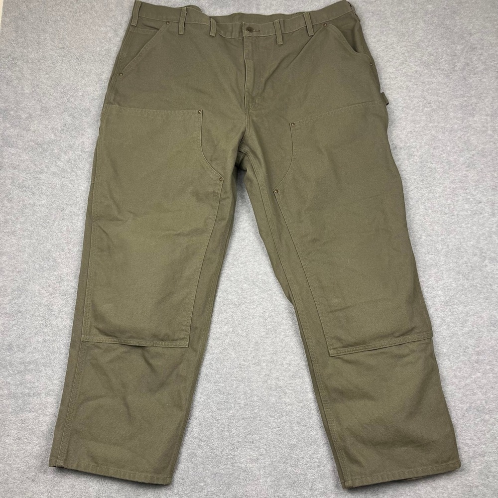 Carhartt Pants Men 44x30 Green B136 MOS Double Knee Work Dungaree Canvas